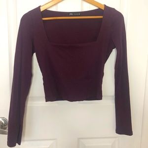 Cropped Scoop neck long sleeve